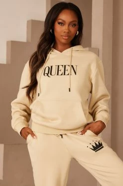 Fashion Nova Matching Separates Family Goals Women's Queen Hoodie - Tan