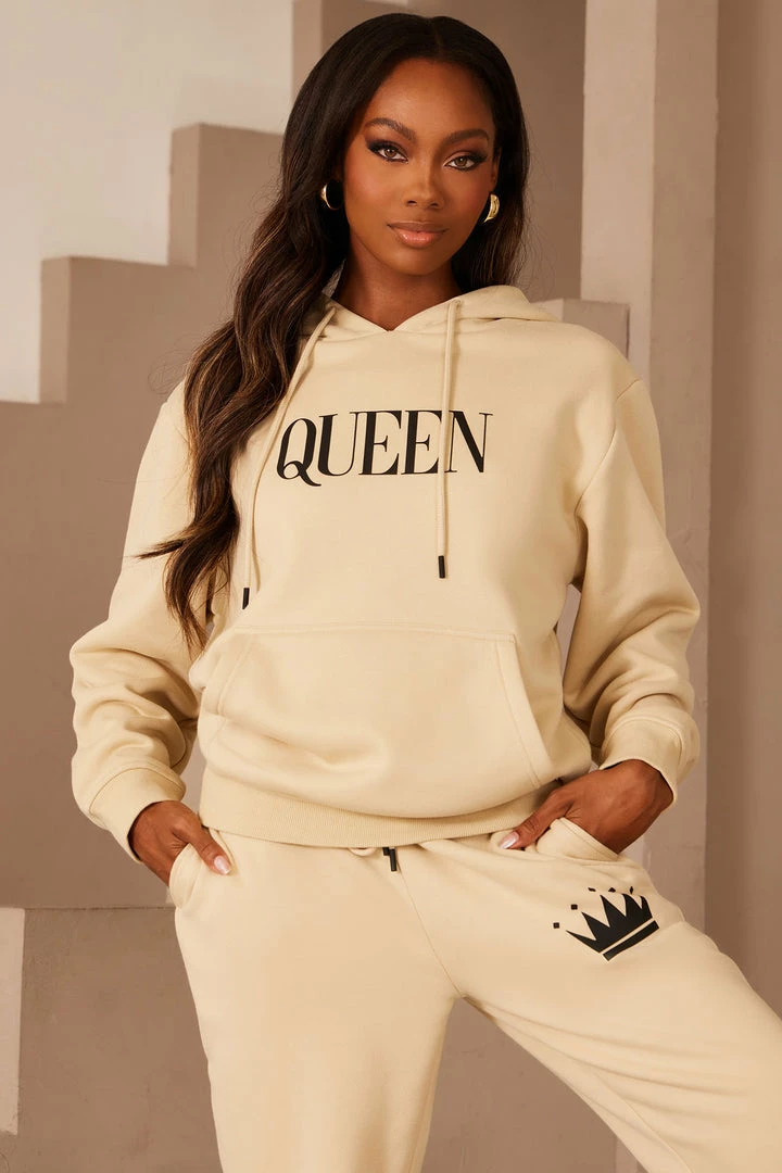 Fashion Nova Matching Separates Family Goals Women's Queen Hoodie - Tan
