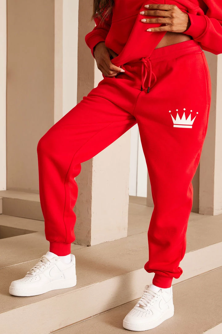 Fashion Nova Family Goals Women's Queen Jogger - Red Matching Separates