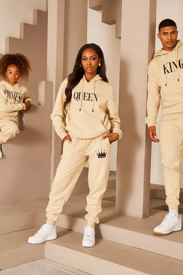Fashion Nova Matching Separates Family Goals Women's Queen Hoodie - Tan
