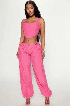 Fashion Nova Private Parties Parachute Pant - Fuchsia