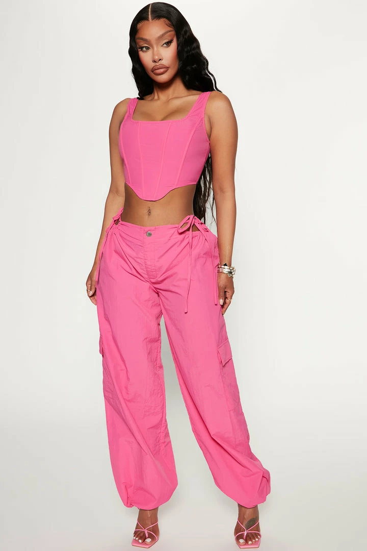 Fashion Nova Private Parties Parachute Pant - Fuchsia
