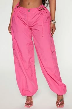 Fashion Nova Private Parties Parachute Pant - Fuchsia