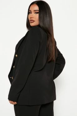 Fashion Nova Celine Button Blazer - Black/Gold Matching Separates