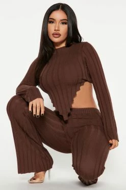 Fashion Nova Kiana Sweater Pant Set - Brown