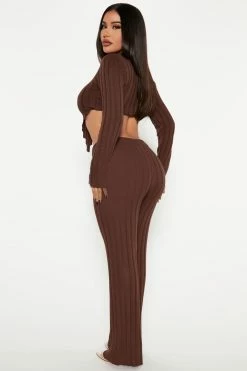 Fashion Nova Kiana Sweater Pant Set - Brown