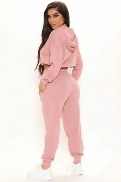 Fashion Nova Inhale And Exhale Jogger Set - Rose Sweatshirt Sets