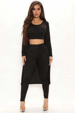 Fashion Nova Nori 3 Piece Legging Set - Black