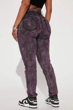 Fashion Nova Matching Separates True Colors High Rise Painted Skinny Jeans - Black/Purple