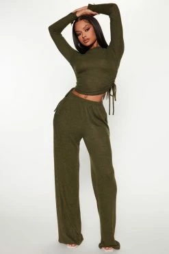 Fashion Nova Wide Leg Sets Harley Hacci Pant Set - Olive