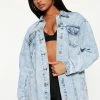 Fashion Nova Most Wanted Stone Wash Denim Boyfriend Trucker Jacket- Stone Blue Wash