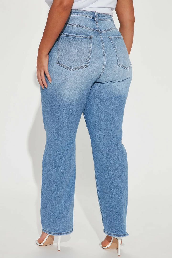 Fashion Nova Western Bling Straight Leg Jeans - Light Blue Wash Matching Separates