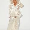 Fashion Nova Bella Blazer Pant Set - Cream Wide Leg Sets