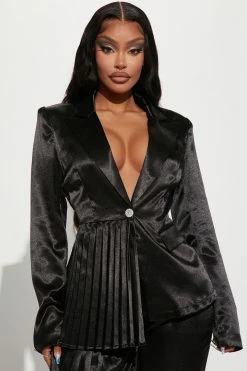 Fashion Nova Wide Leg Sets Bella Blazer Pant Set - Black