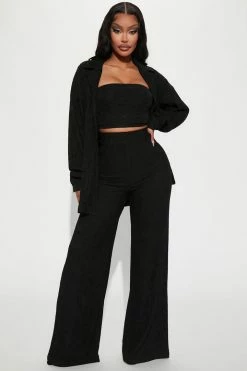 Fashion Nova Brielle 3 Piece Pant Set - Black