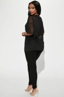 Fashion Nova Legging Sets Nice And Clear 3 Piece Legging Set - Black