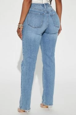 Fashion Nova Western Bling Straight Leg Jeans - Light Blue Wash Matching Separates