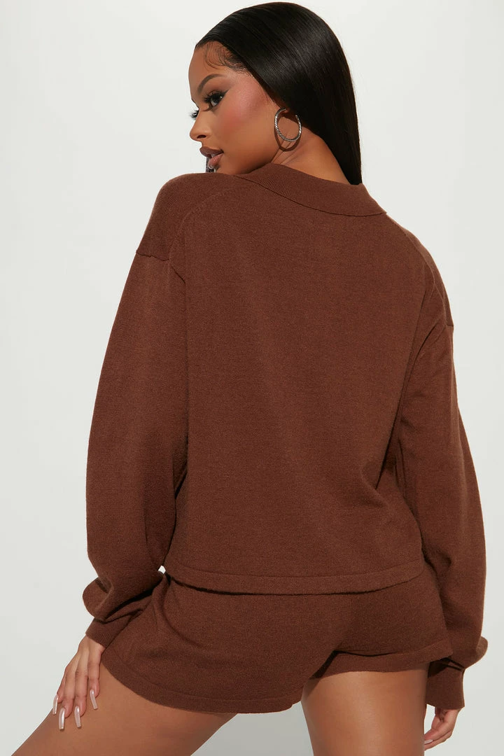 Fashion Nova Sweater Sets Genesis Sweater Short Set - Chocolate