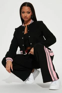 Fashion Nova Just Too Chill Pant Set - Black Wide Leg Sets