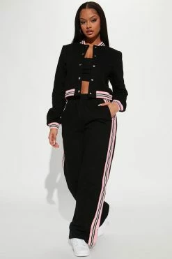 Fashion Nova Just Too Chill Pant Set - Black Wide Leg Sets