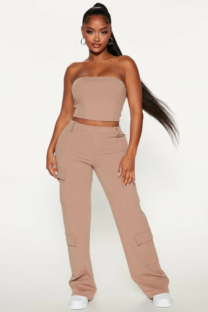 Fashion Nova Wide Leg Sets Jenika Pant Set - Mocha