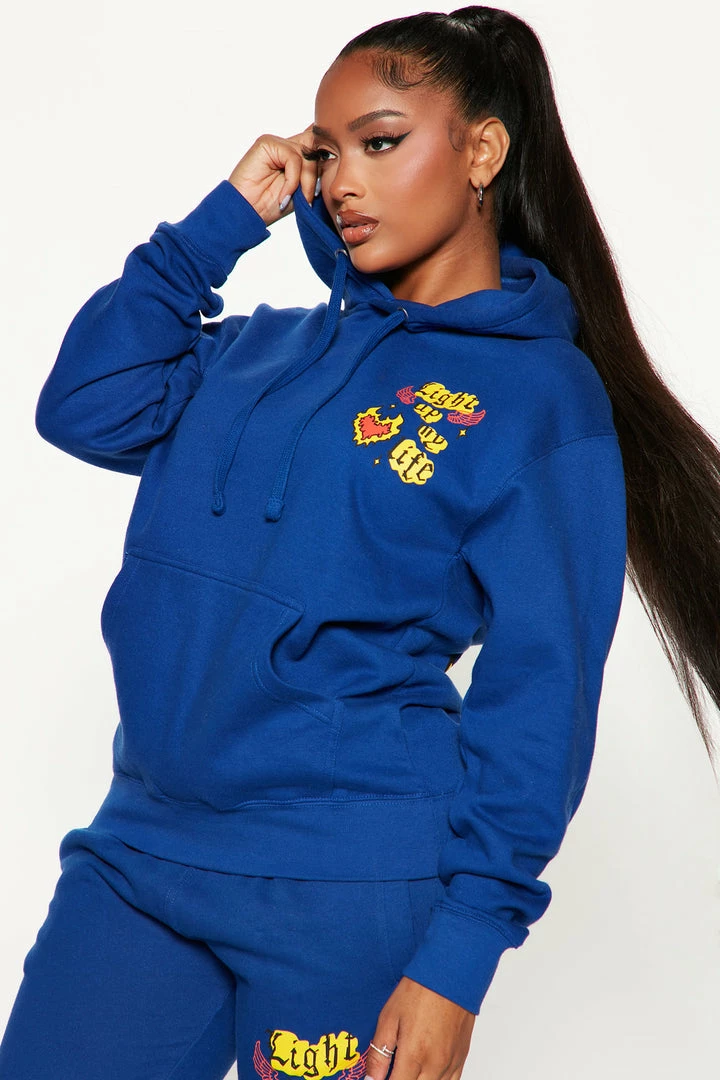 Fashion Nova Light Up My Life Graphic Hoodie - Royal Matching Separates