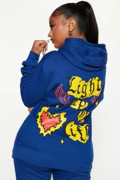 Fashion Nova Light Up My Life Graphic Hoodie - Royal Matching Separates