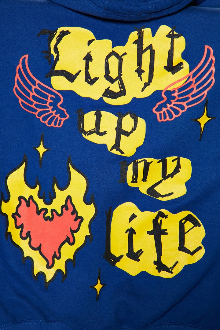 Fashion Nova Light Up My Life Graphic Hoodie - Royal Matching Separates
