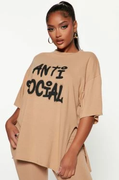 Fashion Nova Legging Sets The Anti Social Legging Set - Taupe