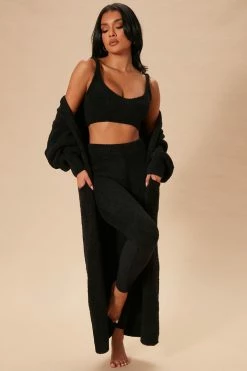 Fashion Nova Living In It 3 Piece Legging Set - Black Legging Sets