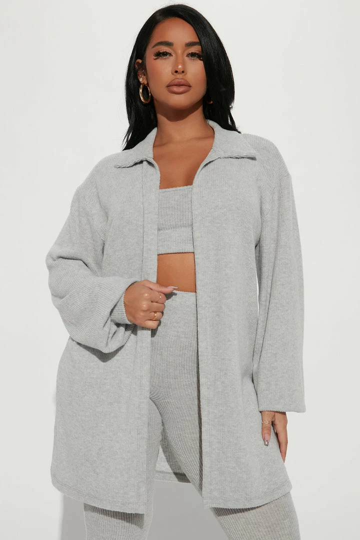 Fashion Nova Easy Weekend 3 Piece Legging Set - Heather Grey