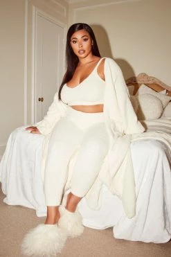 Fashion Nova Living In It 3 Piece Legging Set - Ivory Legging Sets