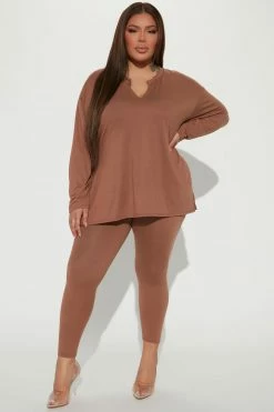 Fashion Nova Lets Chill Together Legging Set - Mocha Legging Sets
