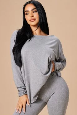 Fashion Nova Don't Get This Twisted Pant Set - Heather Grey Legging Sets