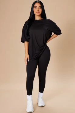 Fashion Nova Weekend Vibes Legging Set - Black
