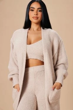 Fashion Nova Living In It 3 Piece Legging Set - Taupe Legging Sets