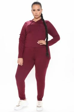 Fashion Nova Ready For The Weekend Lounge Set - Burgundy