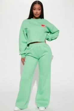 Fashion Nova Matching Separates Love You Cherry Much Cropped Sweatshirt - Green