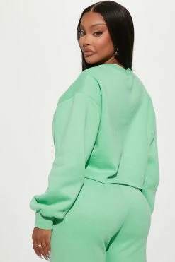 Fashion Nova Matching Separates Love You Cherry Much Cropped Sweatshirt - Green