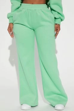Fashion Nova Flights Booked Wide Leg Jogger - Green Matching Separates