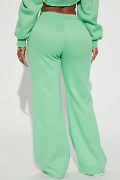 Fashion Nova Flights Booked Wide Leg Jogger - Green Matching Separates
