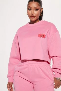 Fashion Nova Moody Much Cropped Sweatshirt - Pink
