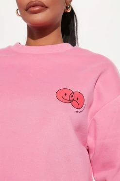 Fashion Nova Moody Much Cropped Sweatshirt - Pink