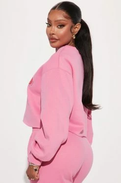 Fashion Nova Moody Much Cropped Sweatshirt - Pink