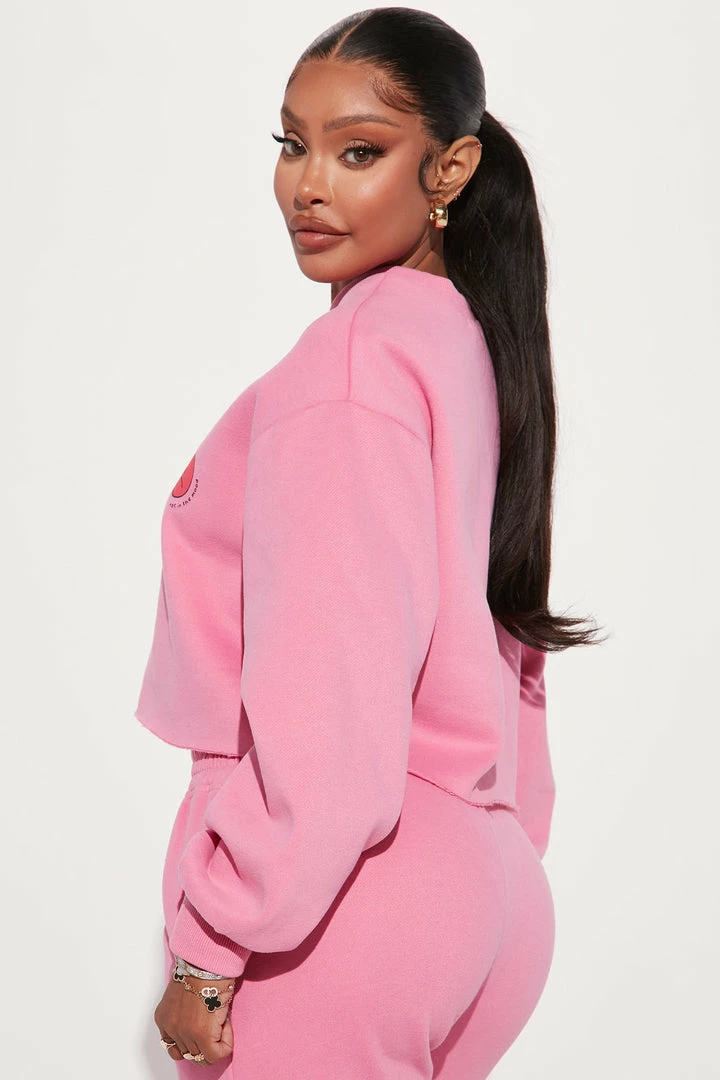 Fashion Nova Moody Much Cropped Sweatshirt - Pink