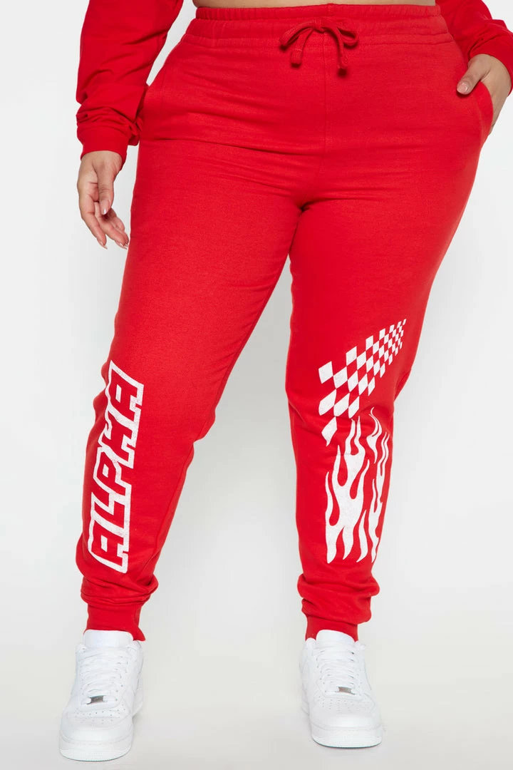 Fashion Nova Alpha Racer Jogger Pant - Red Matching Separates