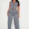 Fashion Nova Keep It Real Pinstripe Trouser - Charcoal Matching Separates