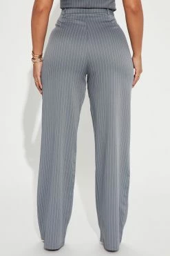Fashion Nova Keep It Real Pinstripe Trouser - Charcoal Matching Separates