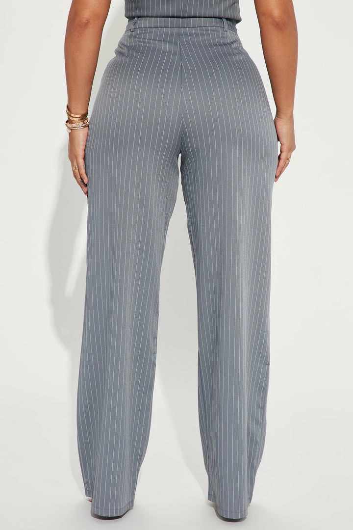 Fashion Nova Keep It Real Pinstripe Trouser - Charcoal Matching Separates