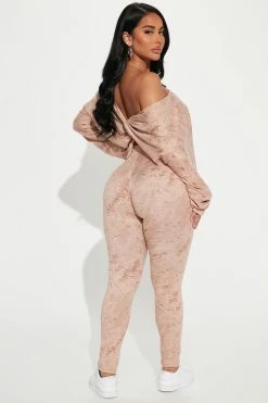 Fashion Nova Legging Sets Chelsea Twist Back Legging Set - Taupe